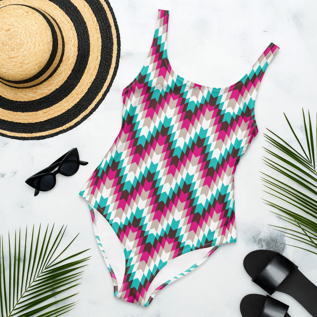 Baha Ranch Yeehaw Turquoise Aztec One-Piece Swimsuit