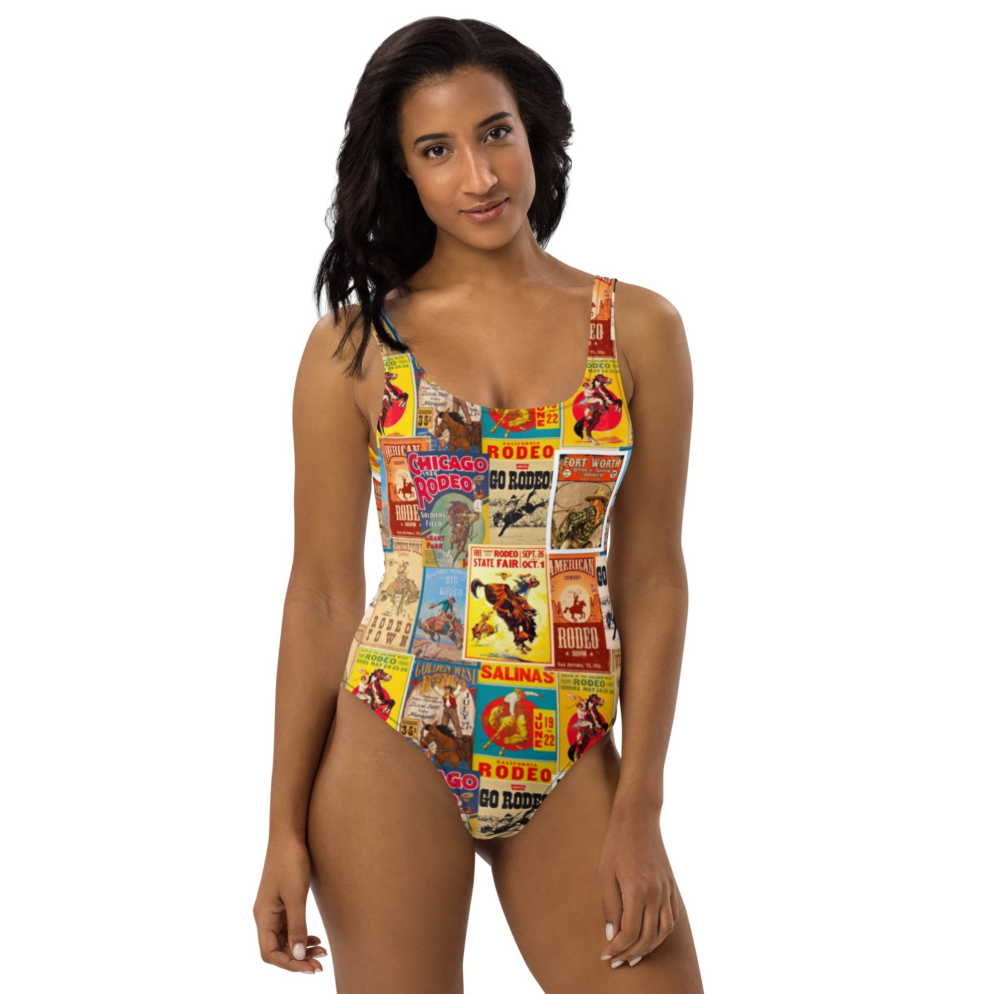 Baha Ranch Yeehaw Vintage Rodeo Poster One-Piece Swimsuit