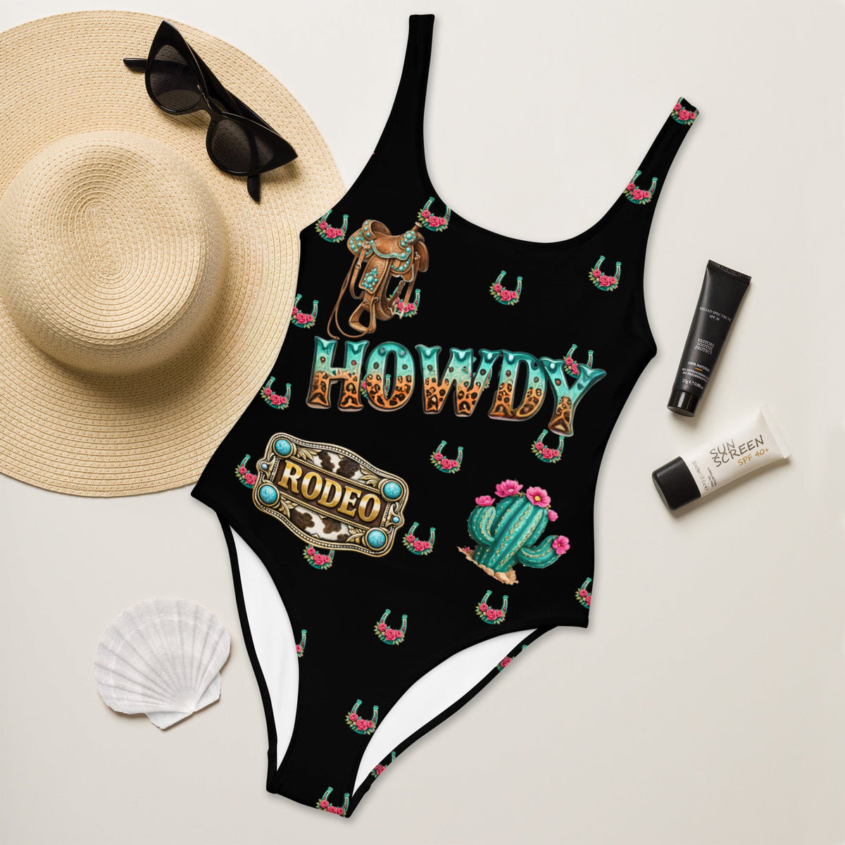 BAHA RANCH WESTERN WEAR Yeehaw Howdy Yall One Piece Swimsuit