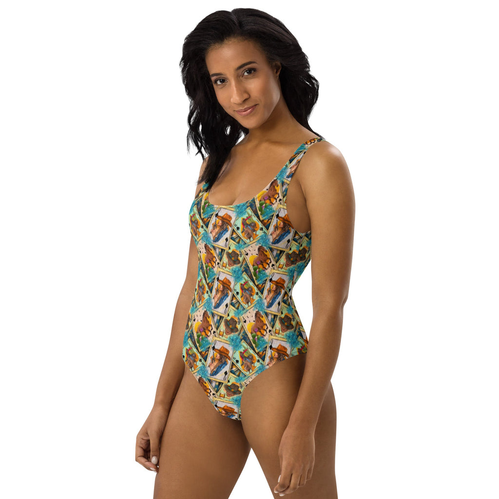 Baha Ranch Yeehaw Feelin' Lucky Cowgirl One-Piece Swimsuit