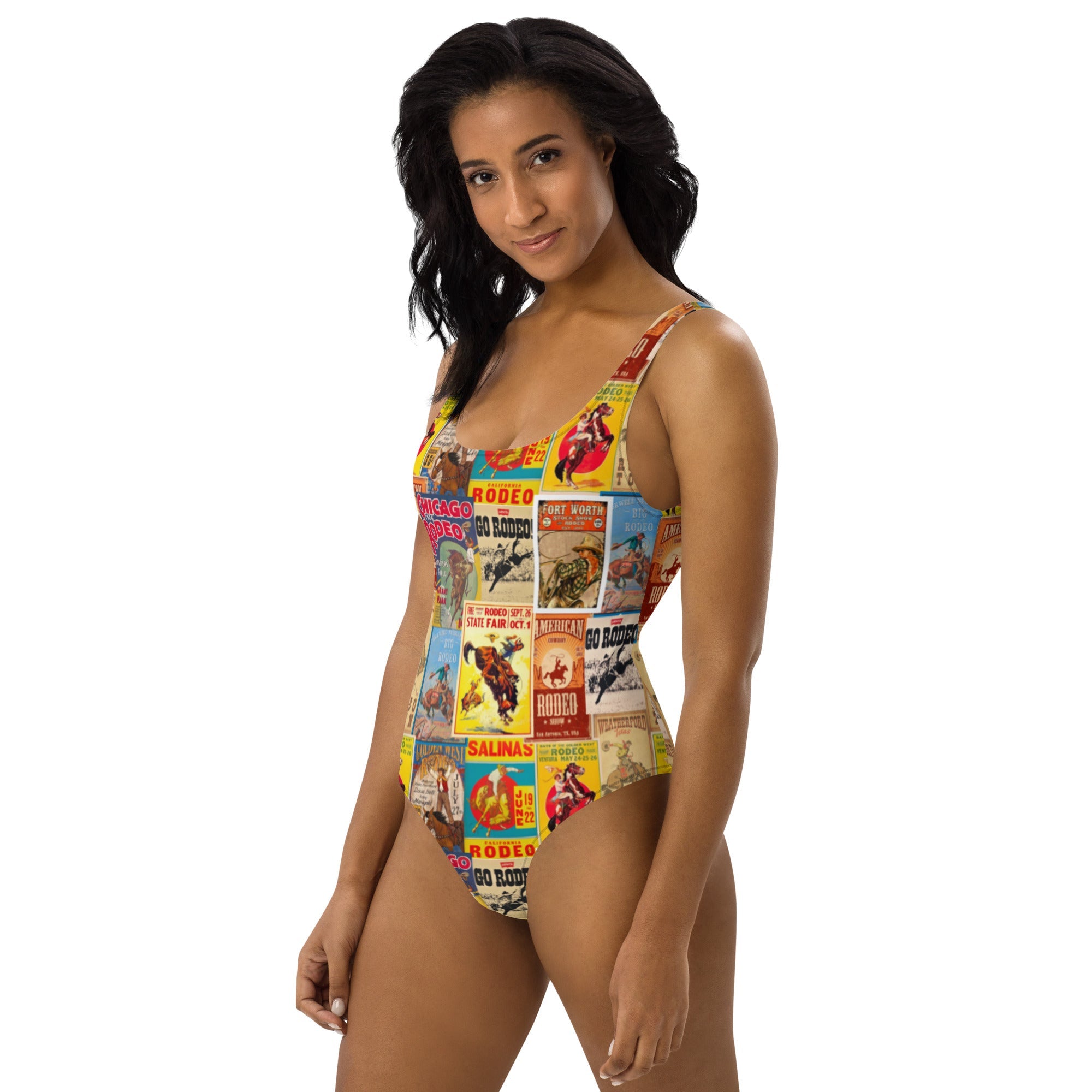 Baha Ranch Yeehaw Vintage Rodeo Poster One-Piece Swimsuit