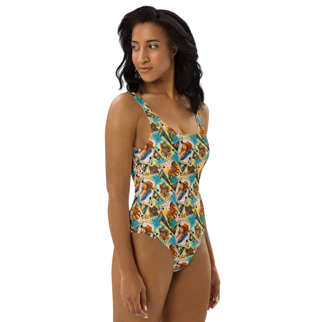 Baha Ranch Yeehaw Feelin' Lucky Cowgirl One-Piece Swimsuit