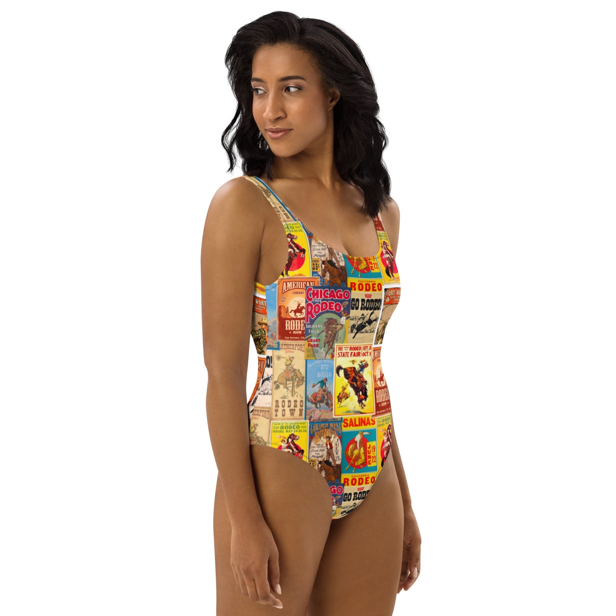 Baha Ranch Yeehaw Vintage Rodeo Poster One-Piece Swimsuit
