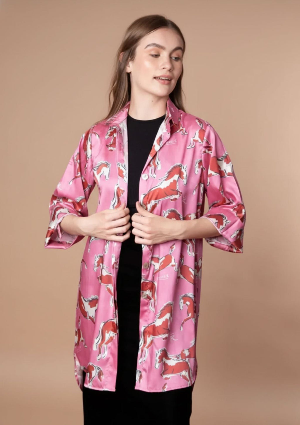 Amalia Shirt-Dress | Volt Print | Cerise