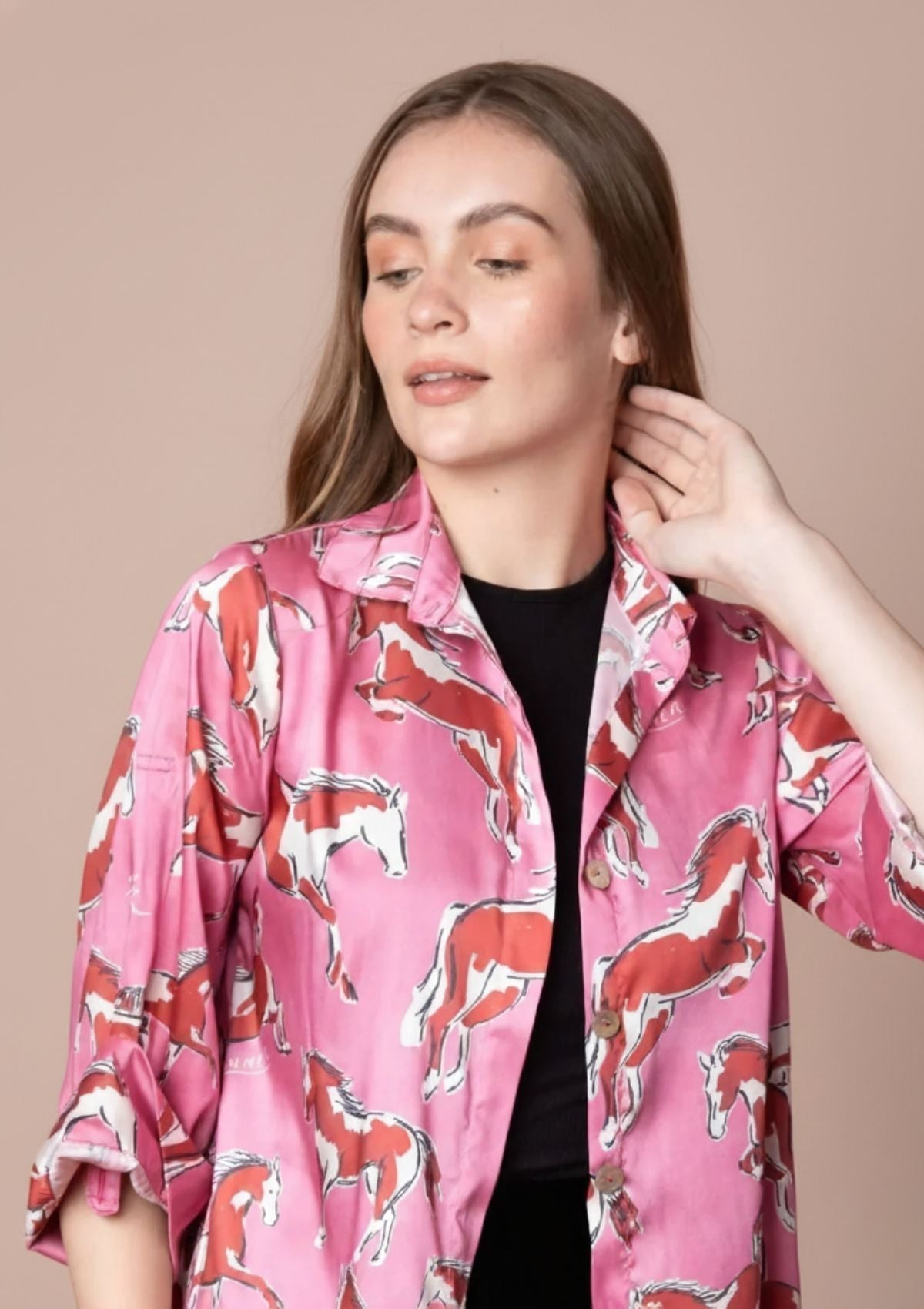 Amalia Shirt-Dress | Volt Print | Cerise