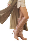 Sizes 7.5 & 8.5 Knee High Pink Sequin Point Toe Boots