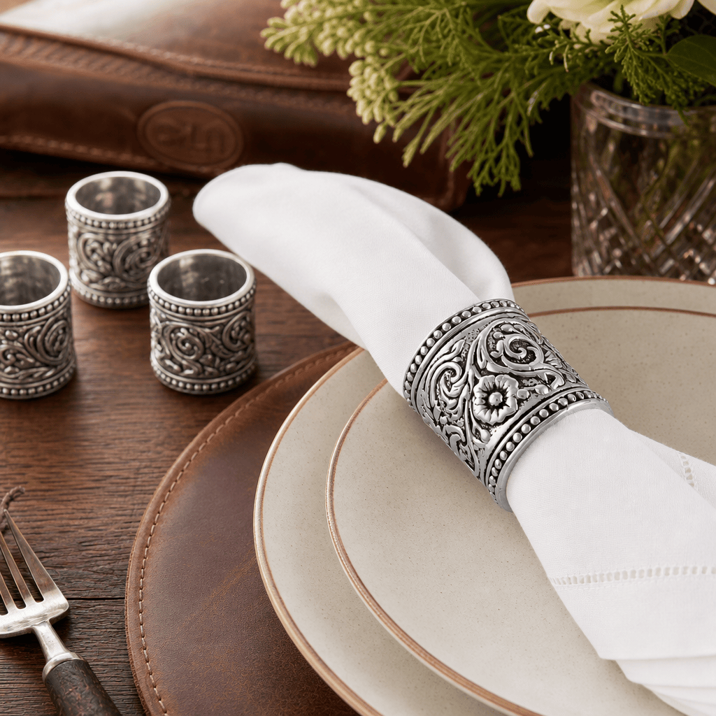 Concho Pattern Napkin Rings Set of 4