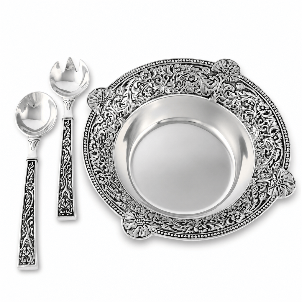 Concho Pattern Salad Bowl with Serving Set