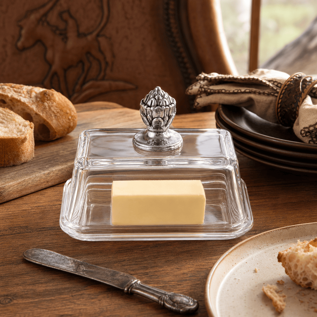 Glass Butter Dish - Concho