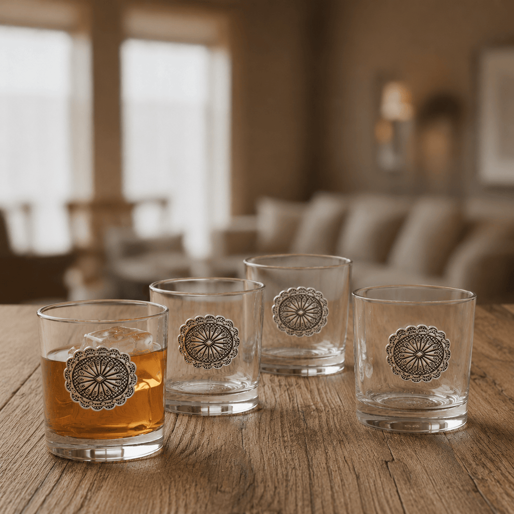 Western Concho Bar Glasses Set of 4