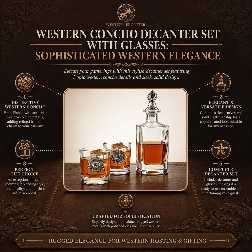 Western Concho Decanter Set with Glasses