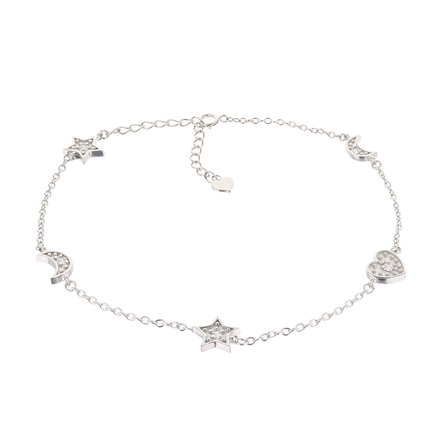 Moon Stars and Heart Anklet