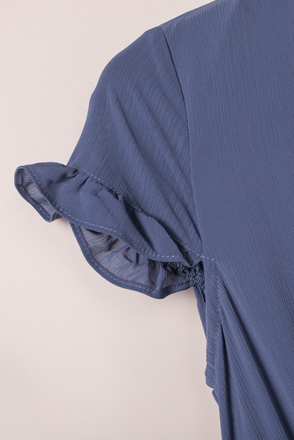 Blue Deep V Neck Self-tie Knotted Front Layered Flare Mini Dress