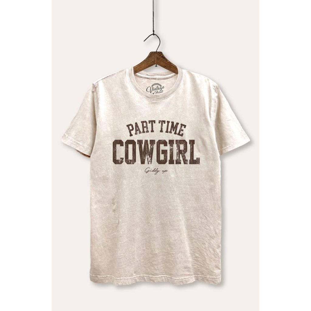 Part Time Cowgirl Western Graphic Mineral Wash Relaxed Tee