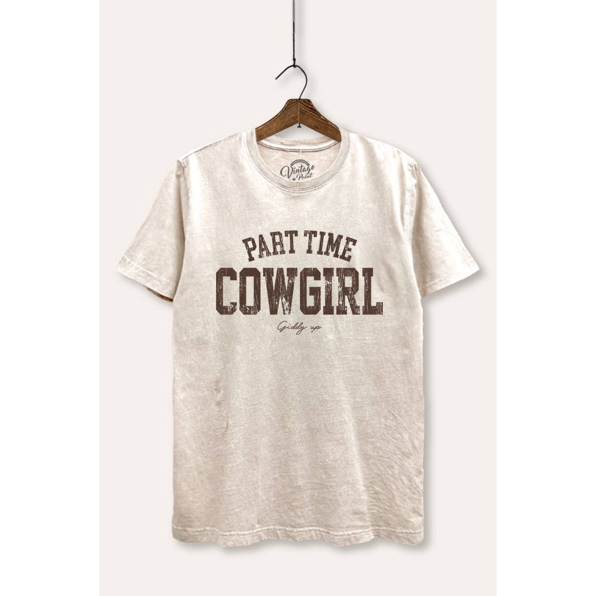 Part Time Cowgirl Western Graphic Mineral Wash Relaxed Tee