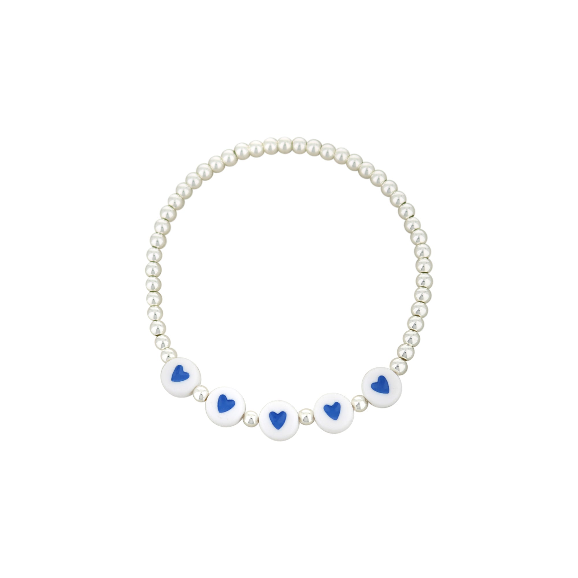 Lorelai Hearts Silver 3mm Beads Bracelet