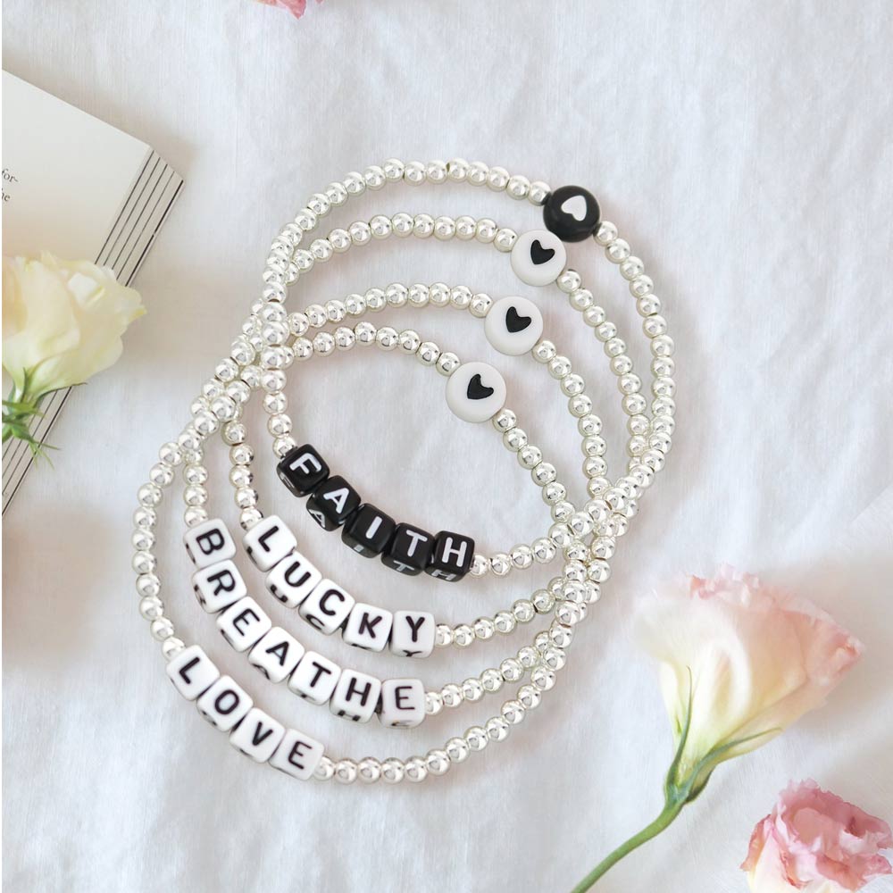 Lorelai Lucky Silver 3mm Beads Bracelet