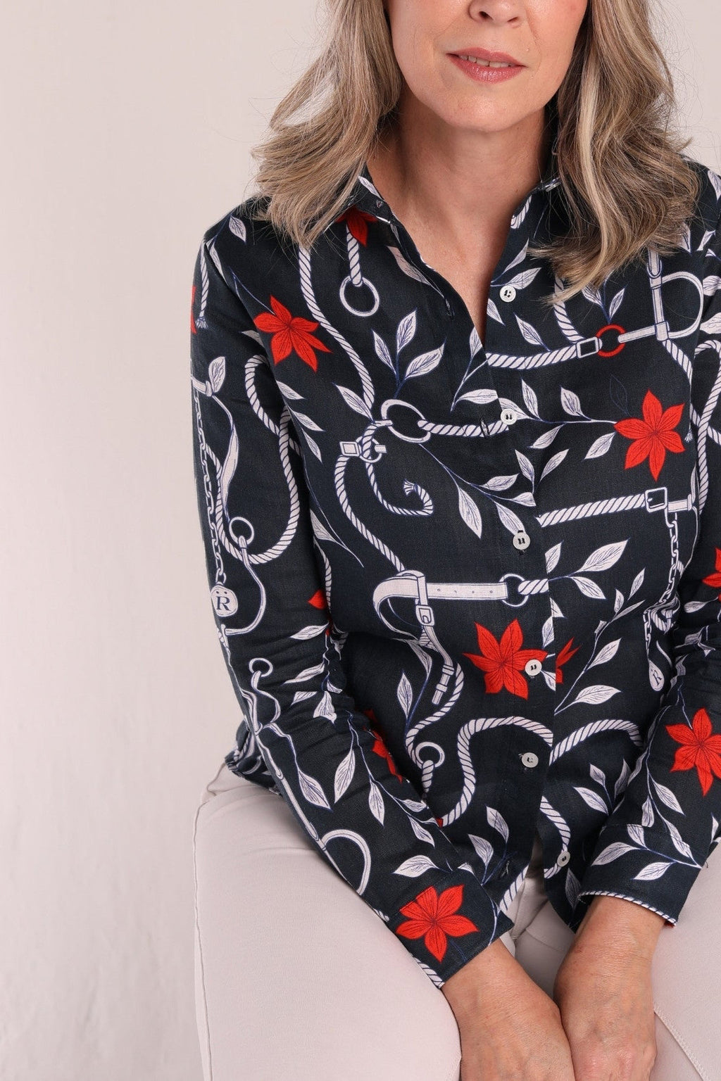 Basic Linen Shirt | Ropes Print