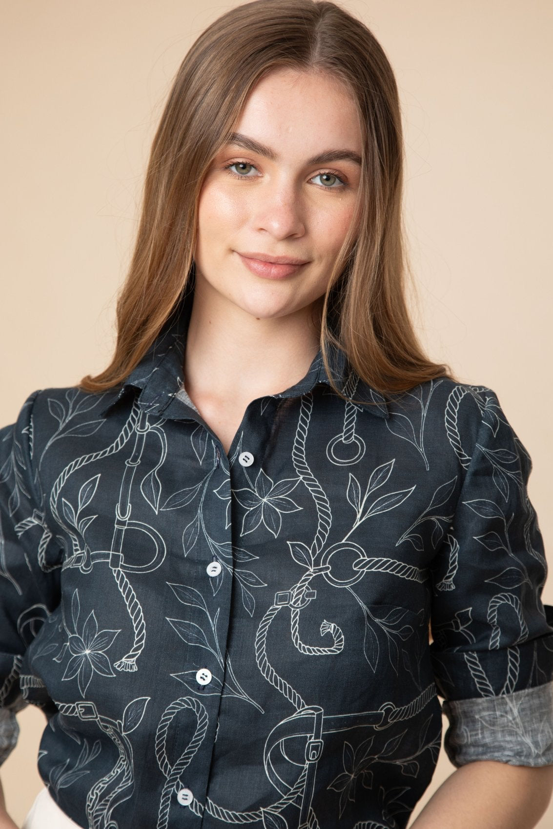 Basic Linen Shirt | Ropes Print