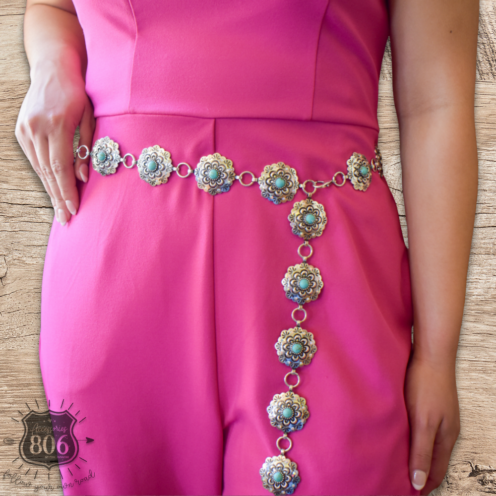 Western scalloped concho link belt