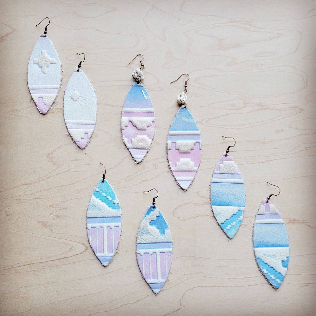 Leather Oval Earrings in Pastel