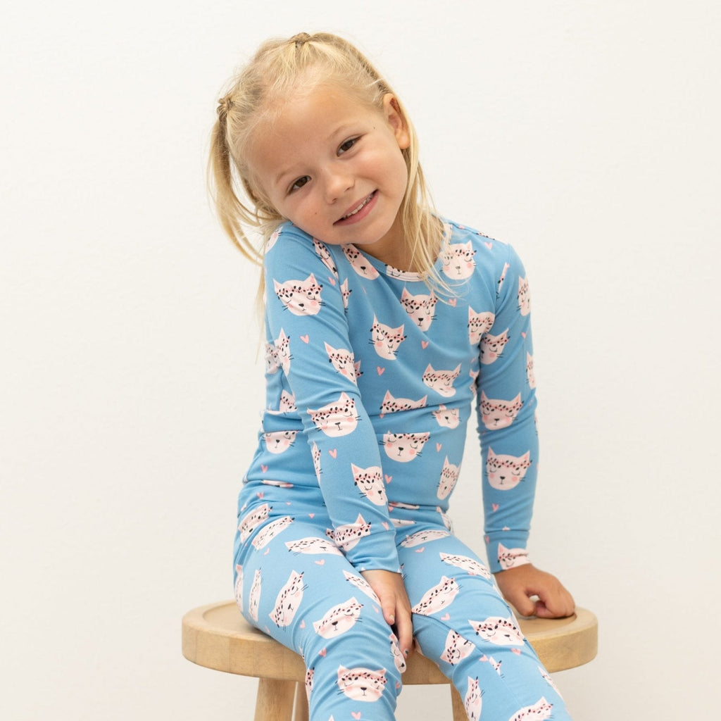 Pretty Pink Cat Big Kid Pajama Set For Cozy Nights Sleepwear