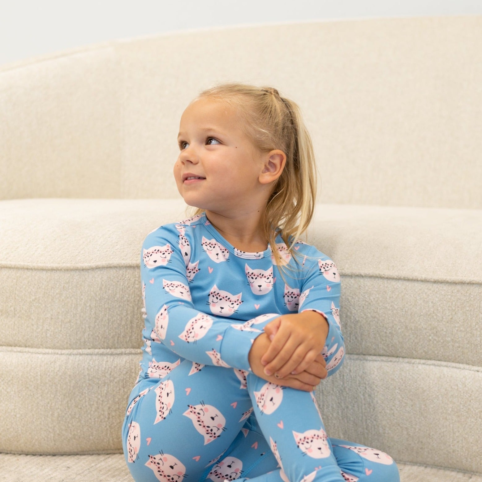 Pretty Pink Cat Big Kid Pajama Set For Cozy Nights Sleepwear