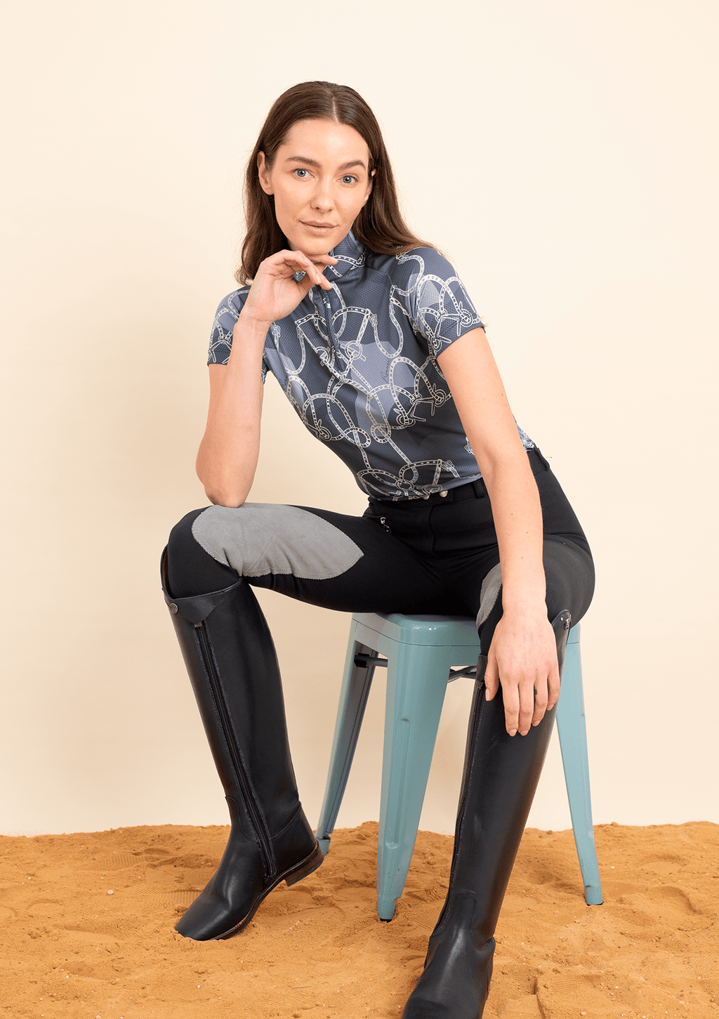 Bliss Sunshirt Saddlery Print | Short Sleeve | Navy