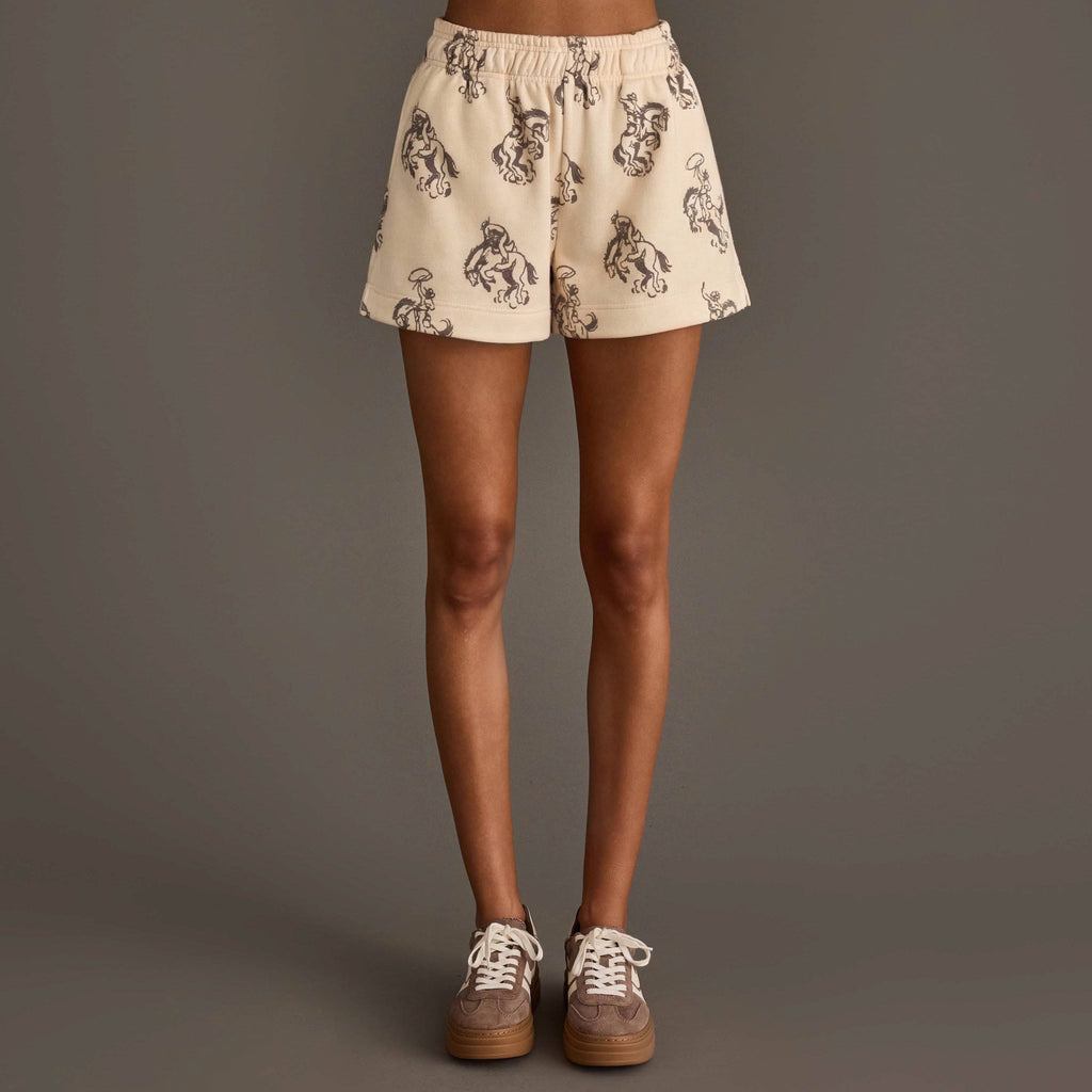 Ivory Western Print Lounge Shorts