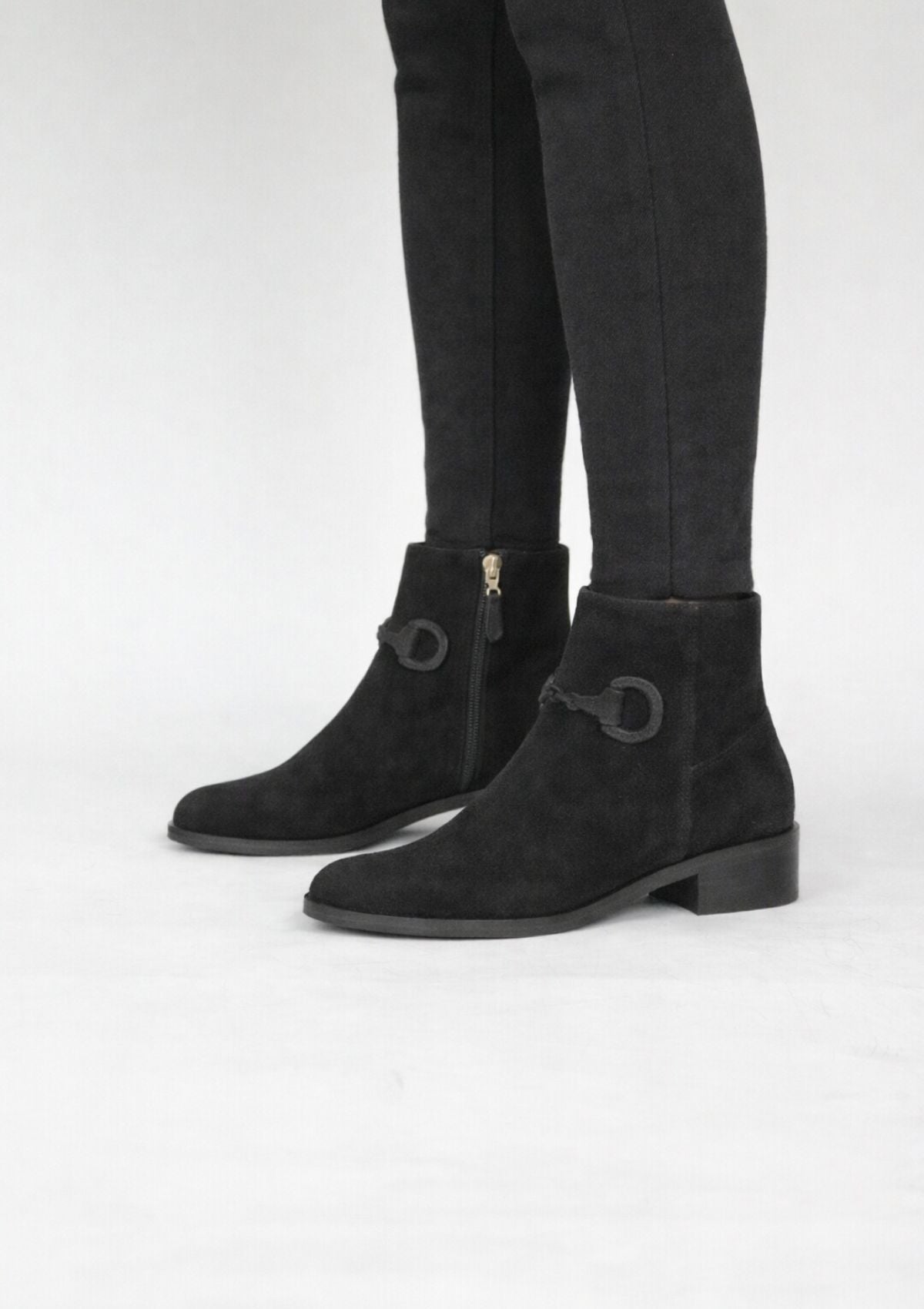 Cavalia Flat Ankle Boots | Suede | Black