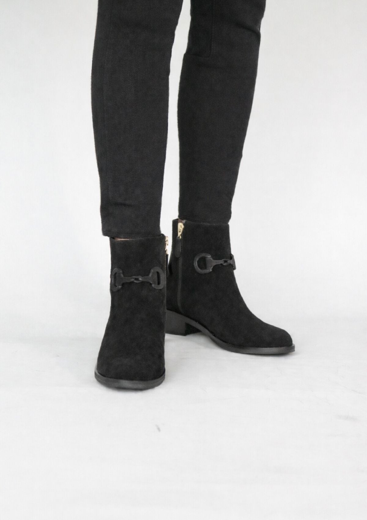 Cavalia Flat Ankle Boots | Suede | Black