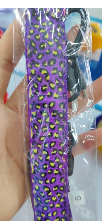 LED Dog Collar Safety Adjustable Nylon Leopard Print Rechargeable