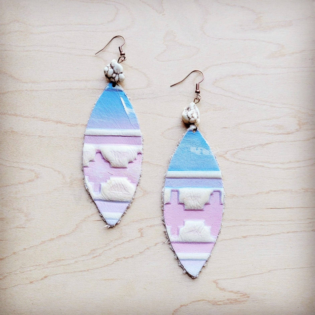 Leather Oval Earrings in Pastel