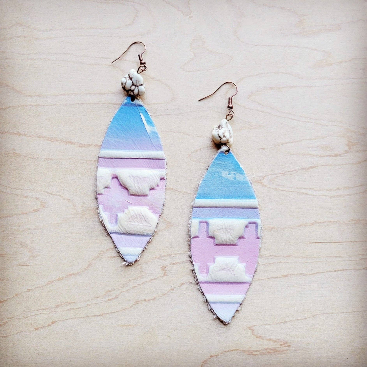 Leather Oval Earrings in Pastel