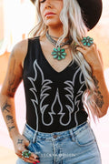 Boot Stitch V-Neck Bodysuit