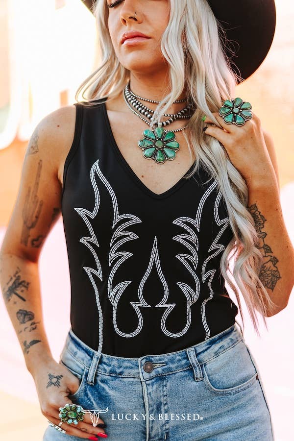 Boot Stitch V-Neck Bodysuit