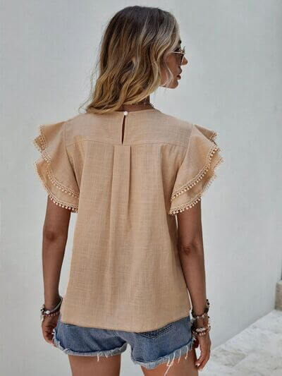 Ruffle Cap Sleeve Blouse for women– Elegant Top for Work & Everyday