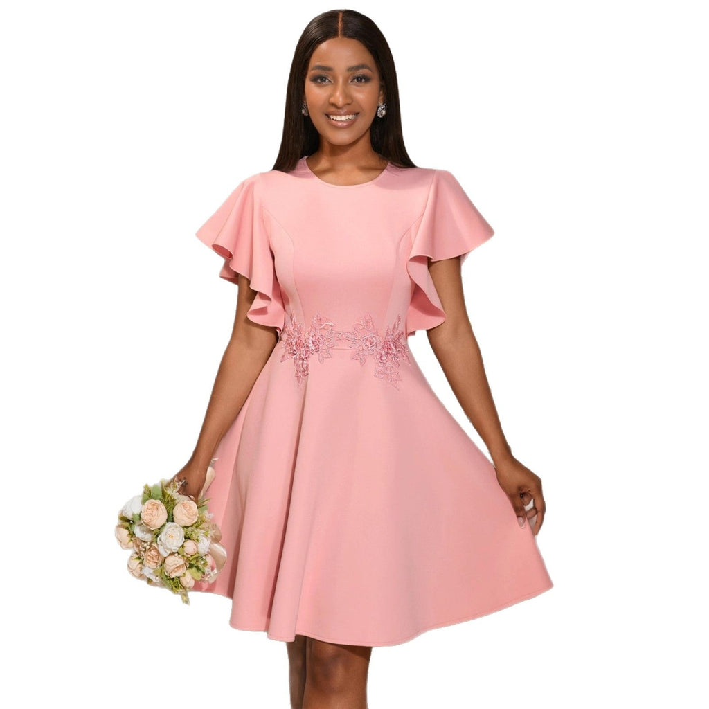 Elegant Embroidery Slim Fit Short Dress