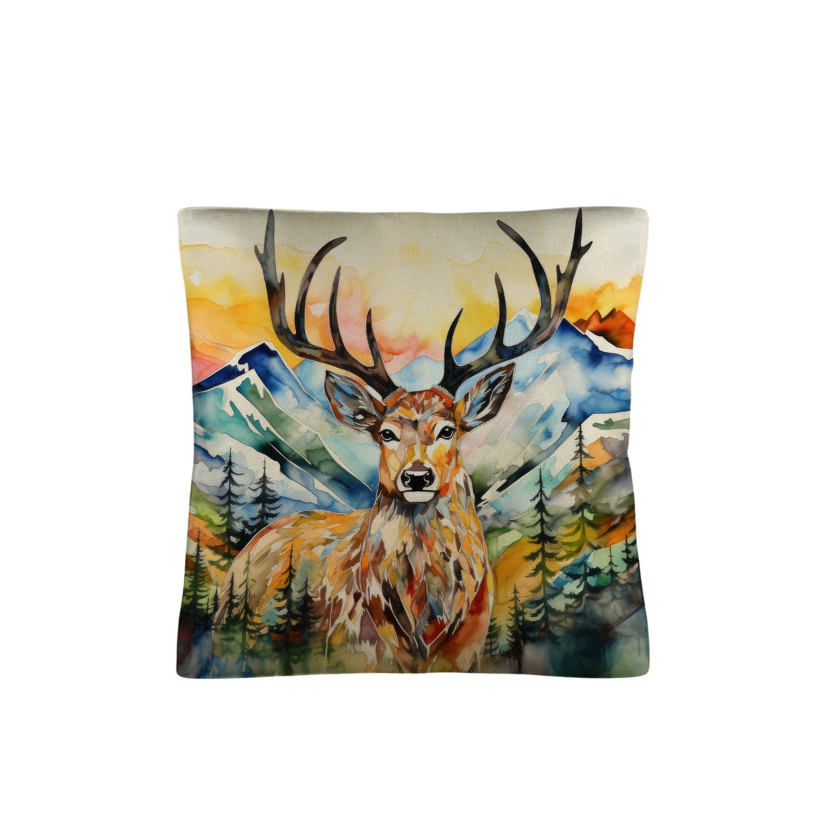 Baha Ranch Watercolor Buck Hunting Pillow Case Made In America