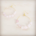Beaded Hoop Earrings- Genuine Natural Rose Quartz Stones