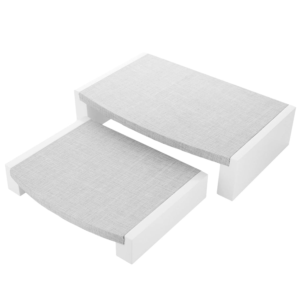 Dual Jewelry Display In Gray Linen and Glossy White Finish - Set