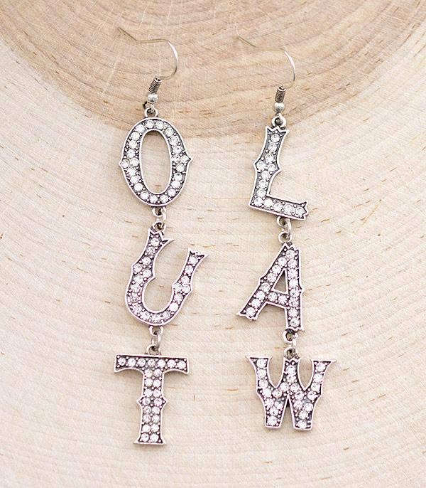 Rhinestone Outlaw Earrings: Silver/Clear