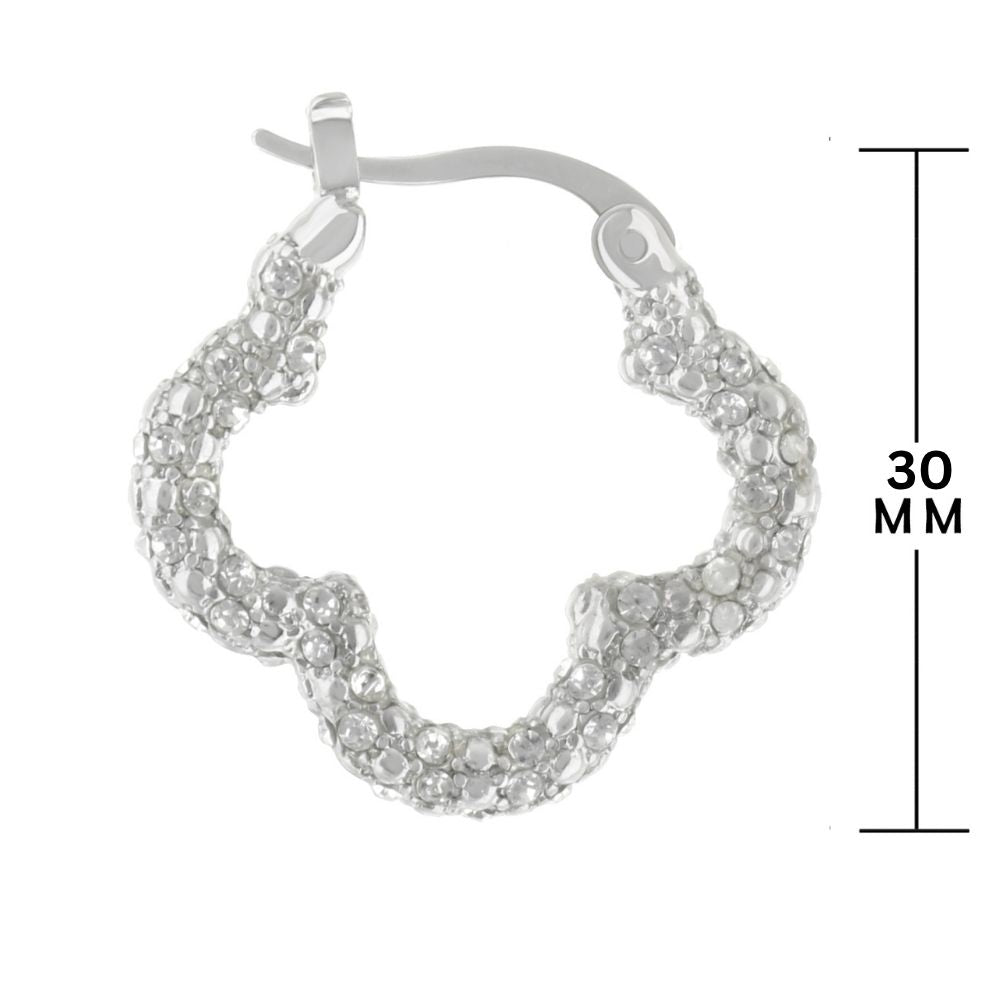 Clover Pave Hoop Earrings