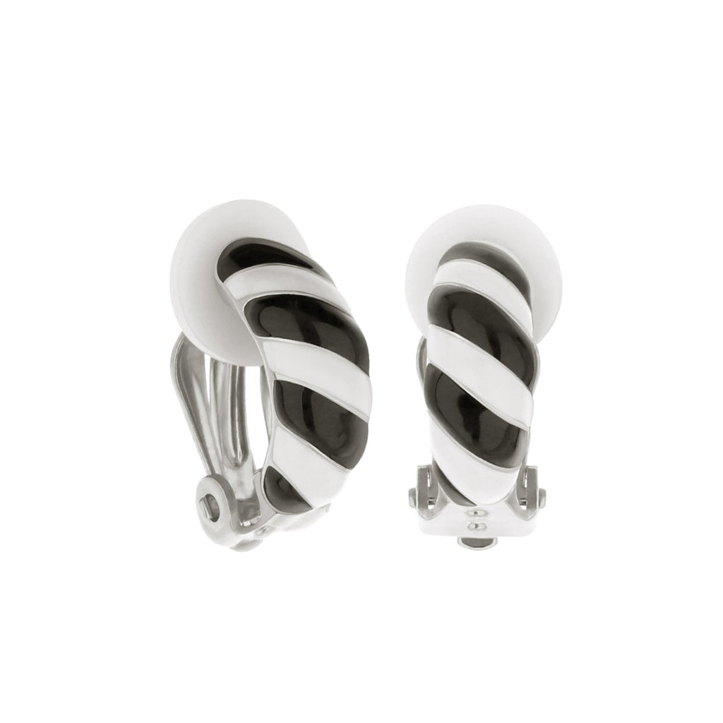 Clip-On Enamel Striped Earrings