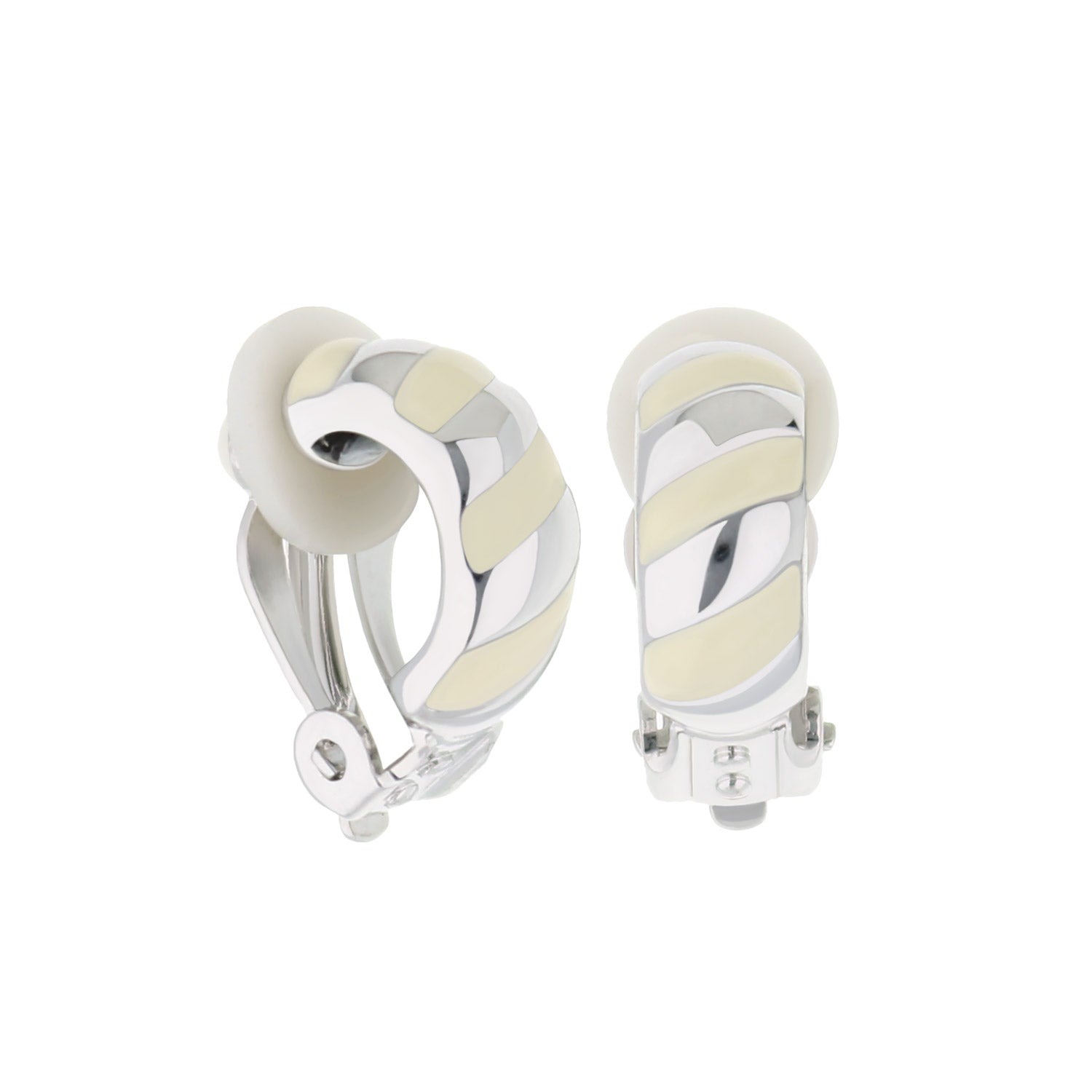 Clip-On Enamel Striped Earrings