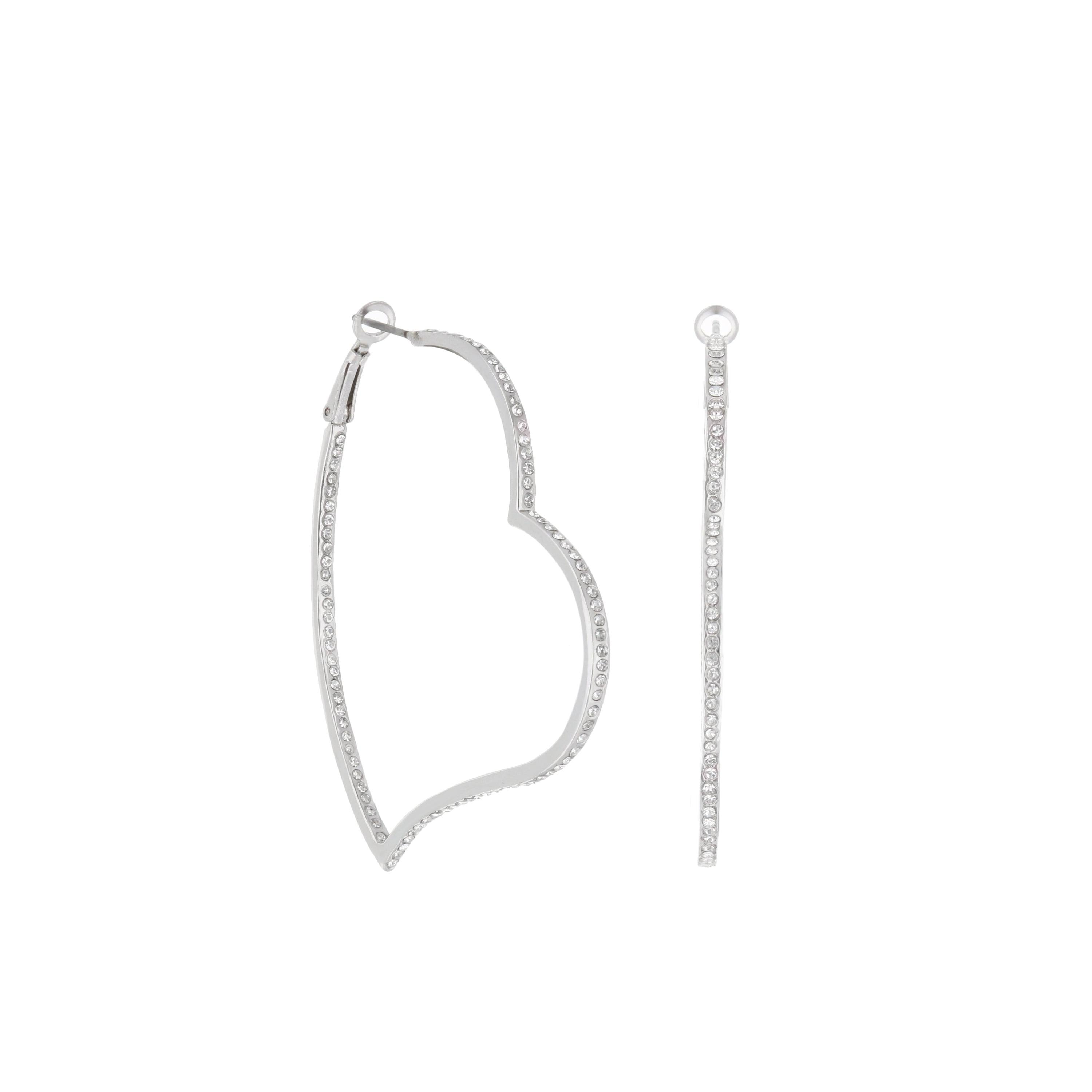 Pave Heart Hoop Earrings