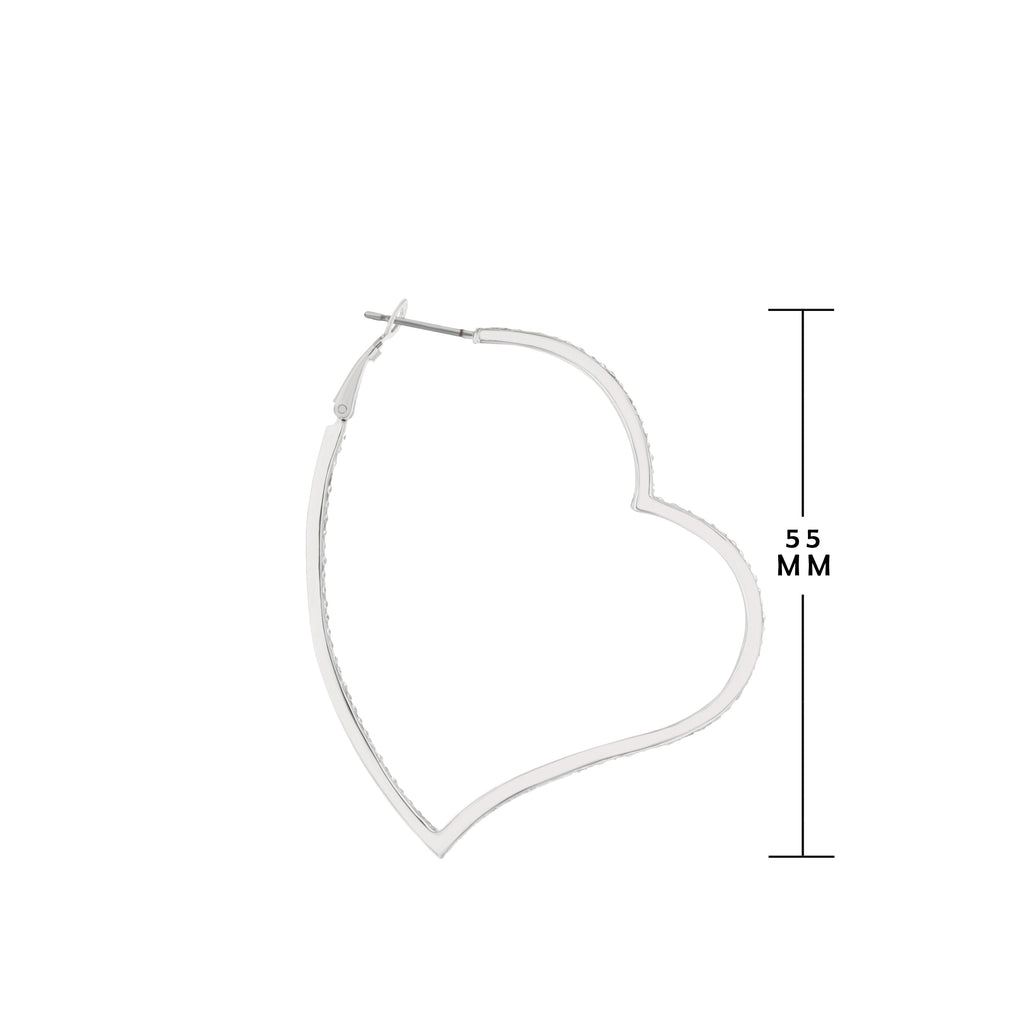 Pave Heart Hoop Earrings