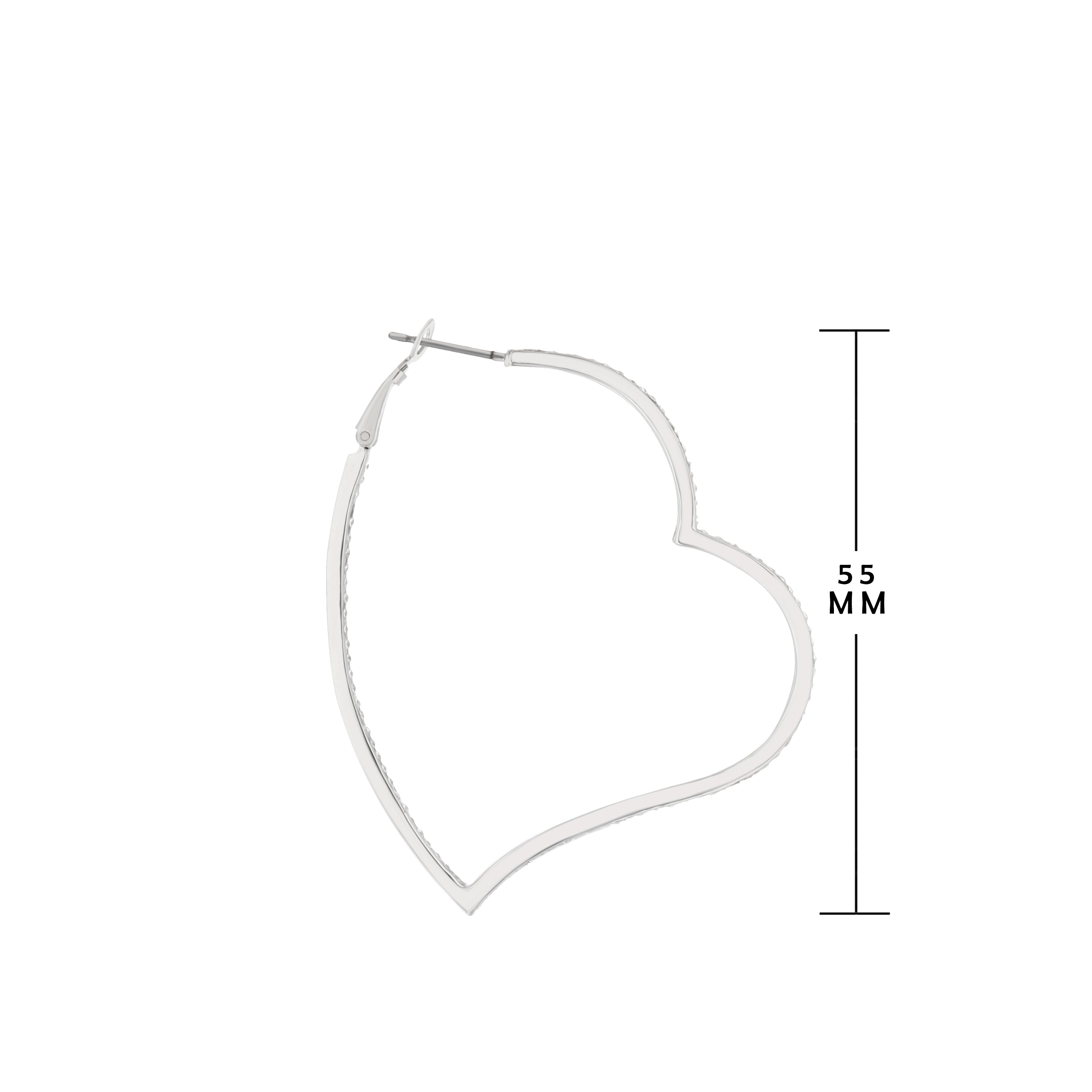 Pave Heart Hoop Earrings