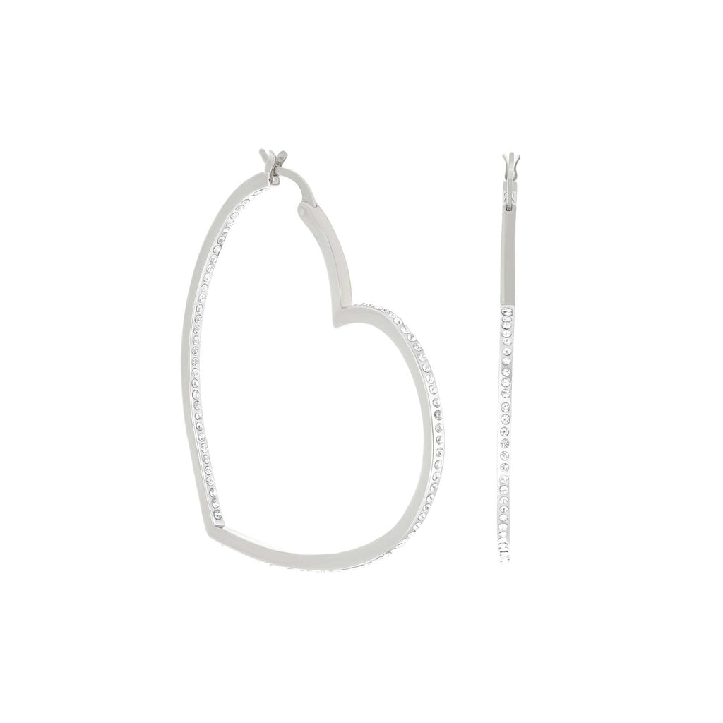 Pave Heart Hoop Earrings
