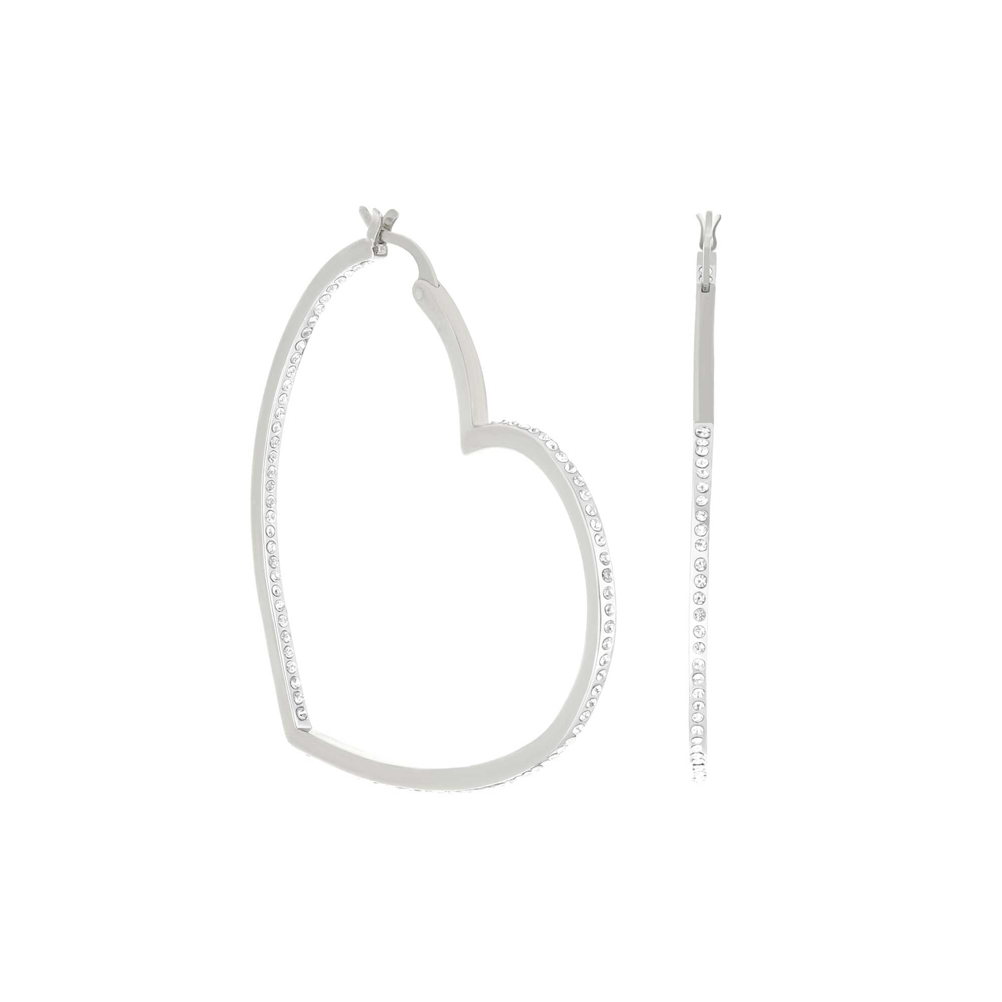 Pave Heart Hoop Earrings
